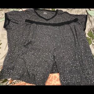 Grey short sleeve cheetah print pajama set